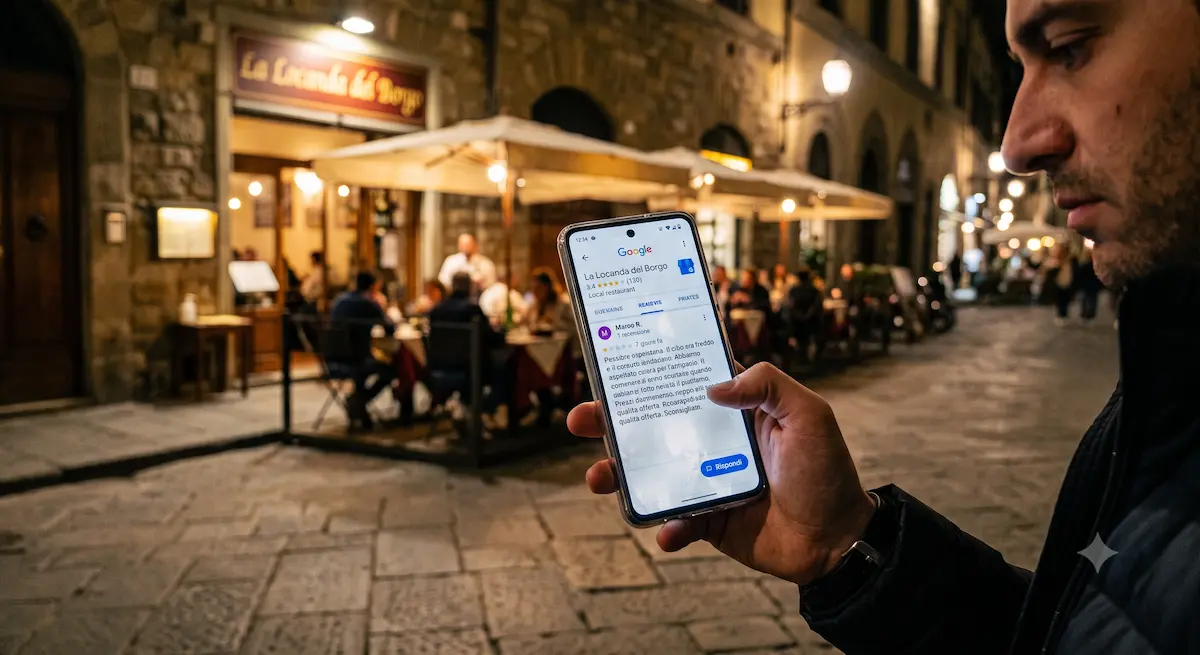 recensione negativa di un ristorante nel borgo